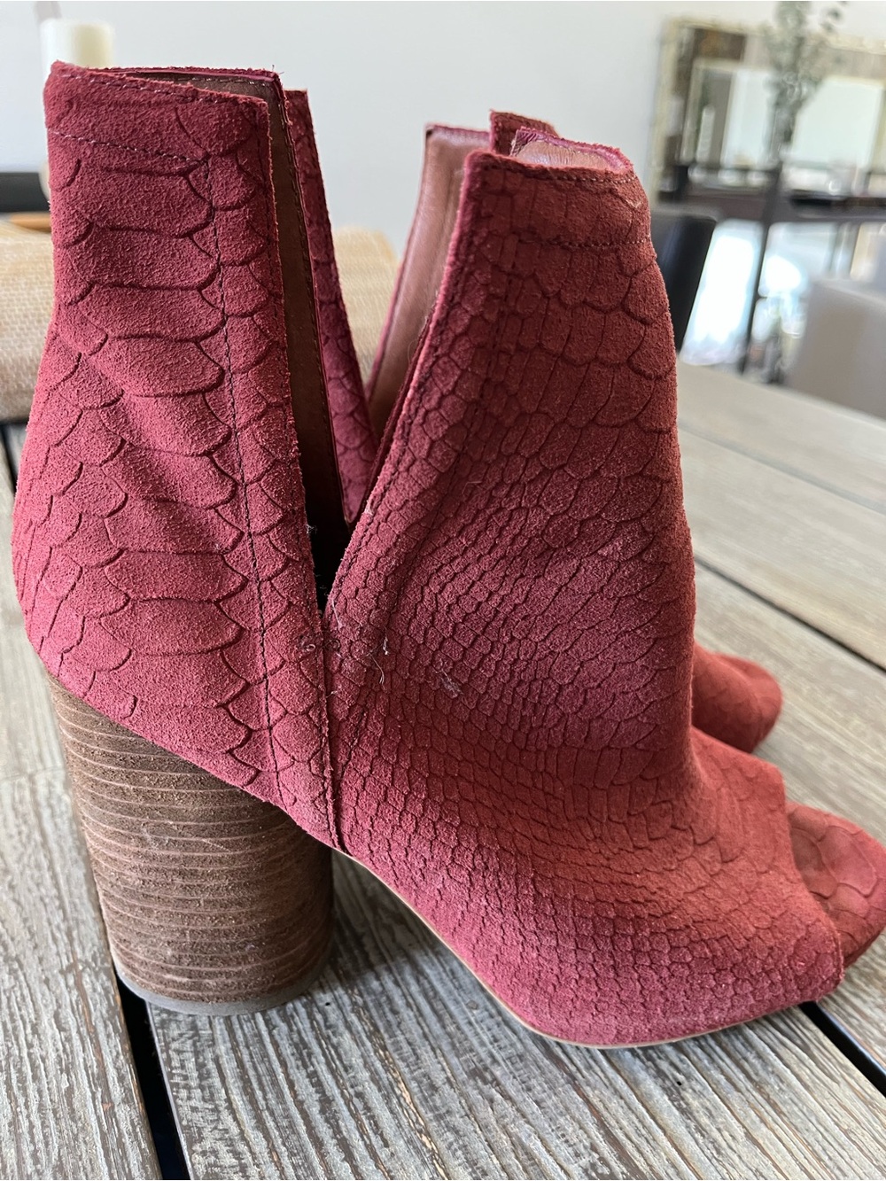 Jeffrey Campbell Rose Suede Scale-Texture Peep-Toe Ankle Boots